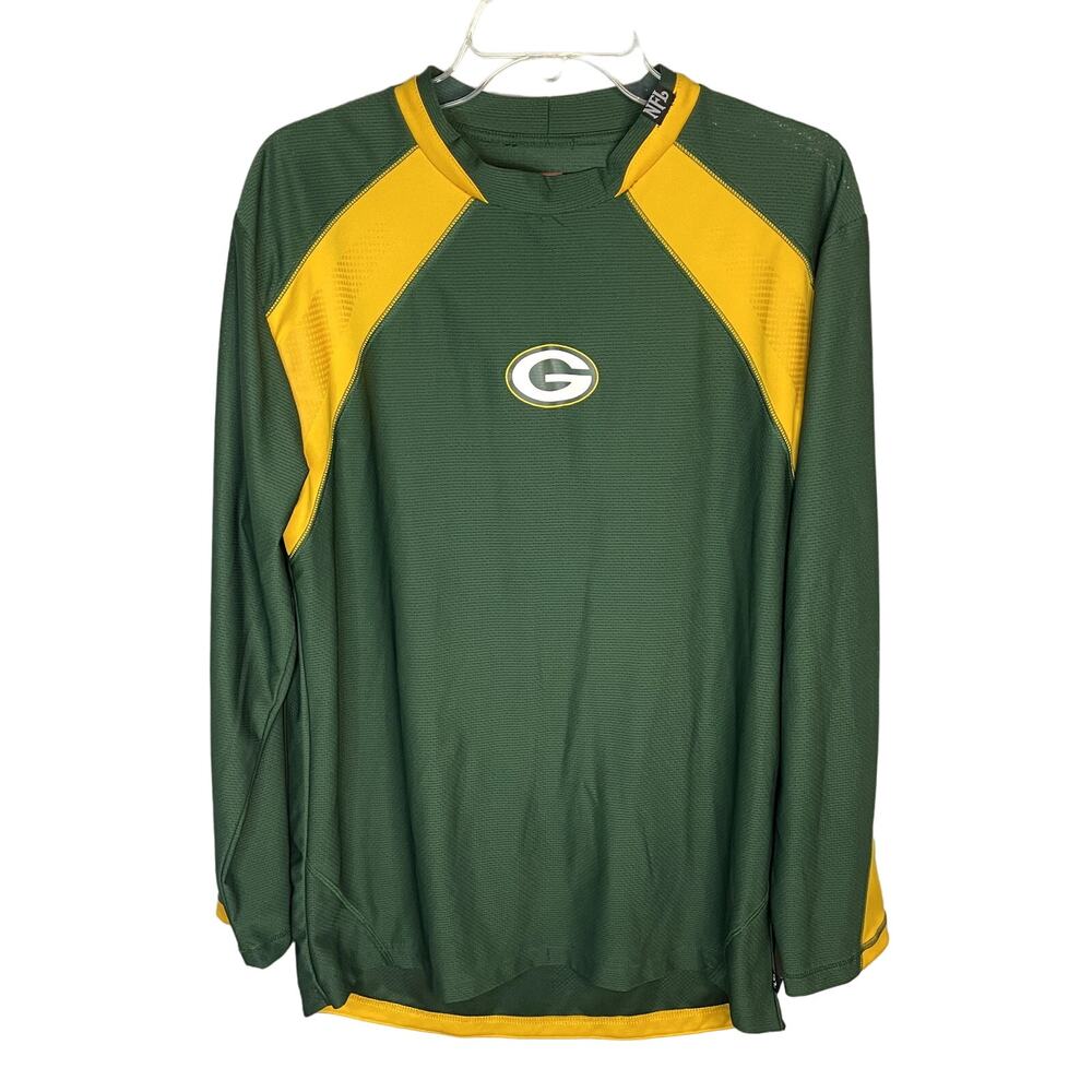 NFL Green Bay Packers Mens Logo Long Sleeve T-shirt Green Yellow Size Medium
